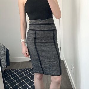 Bedo Wool Pencil skirt - size 4 - Grey and Black - High Waisted